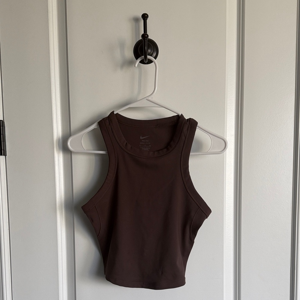 Nike Dri-fit Women's Dark Brown Crop Top